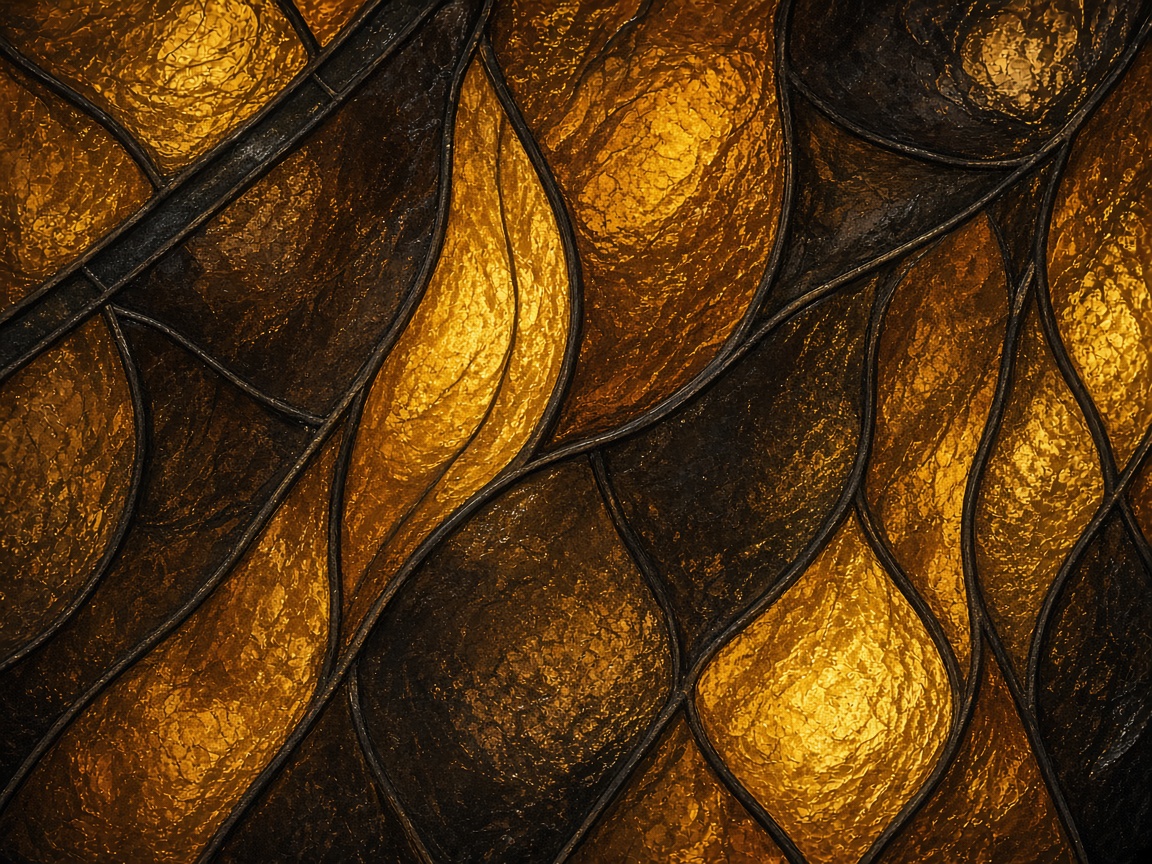 Gold and dark glass light inside Brownwood Church